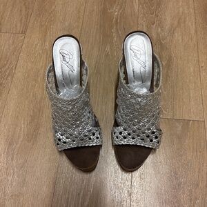 Donald Pliner Silver Leather Lattice Mules size 12M